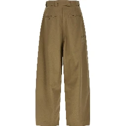 Beige Polyester Chino Pants