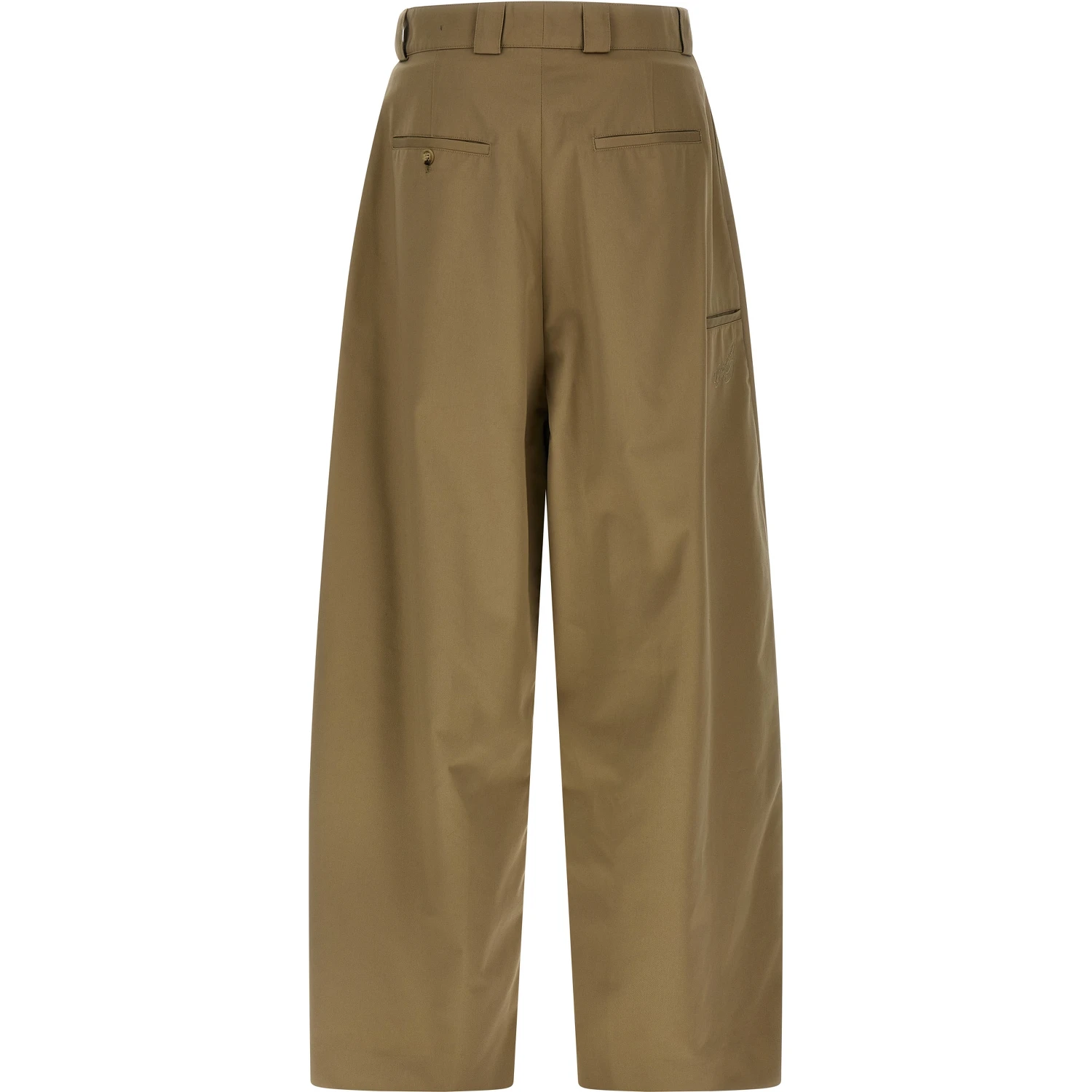 Beige Polyester Chino Pants