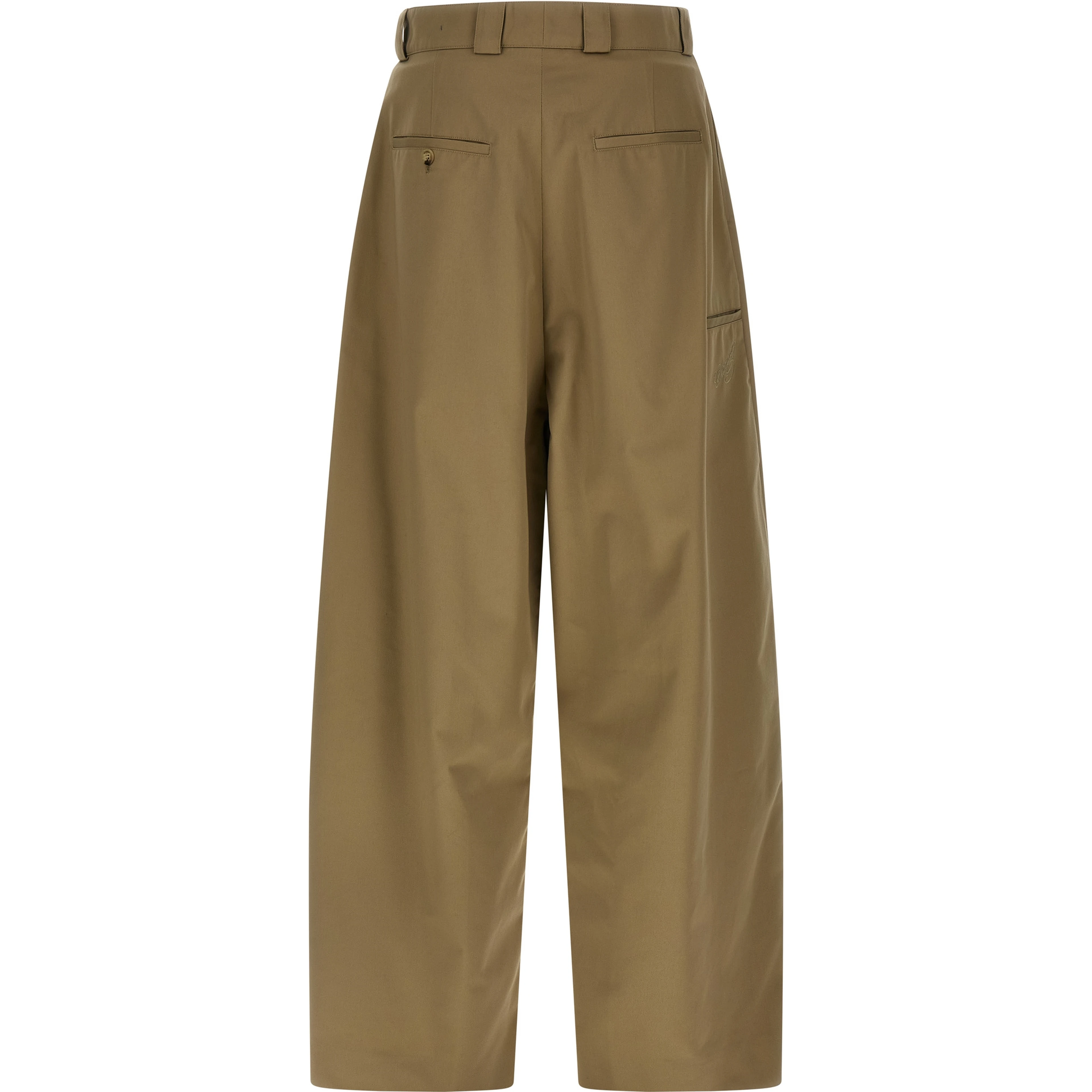 Beige Polyester Chino Pants