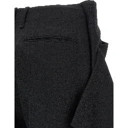 Black Wool Casual Pants