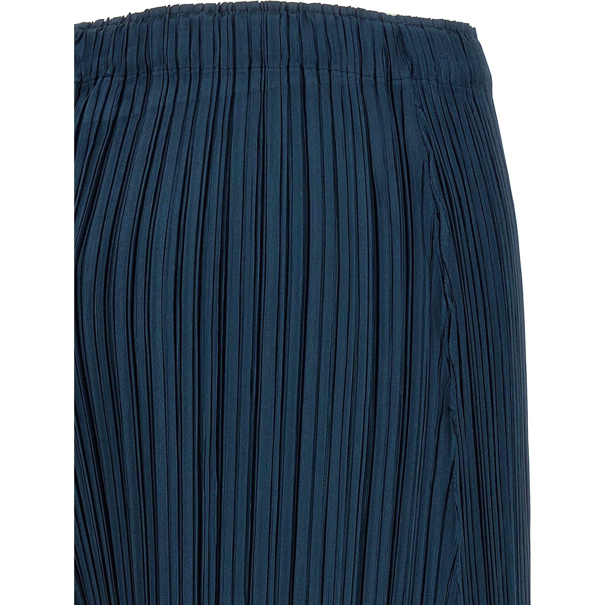 Blue Polyester Casual Pants