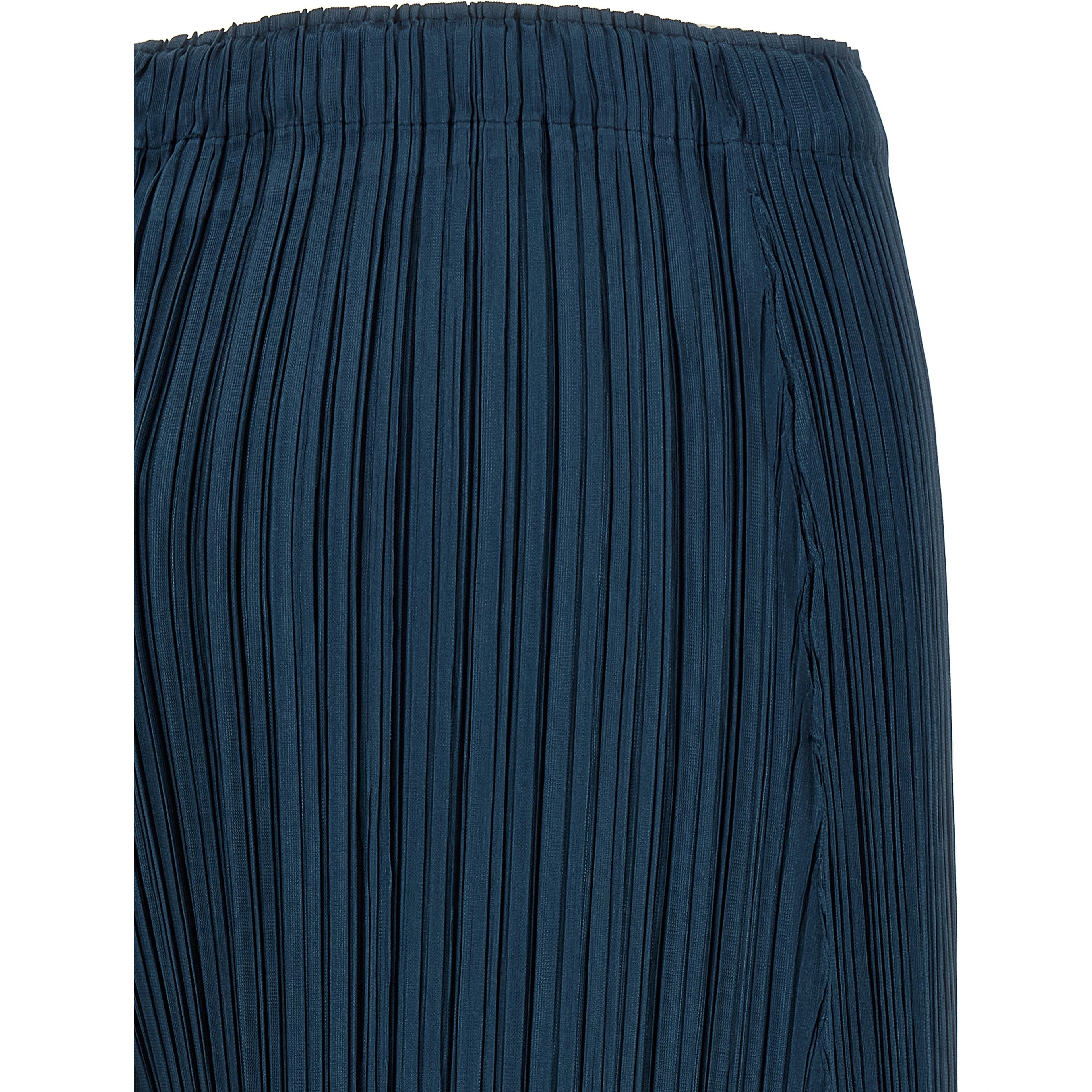 Blue Polyester Casual Pants