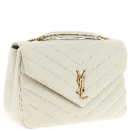 Beige Lamb Leather Shoulder Bag