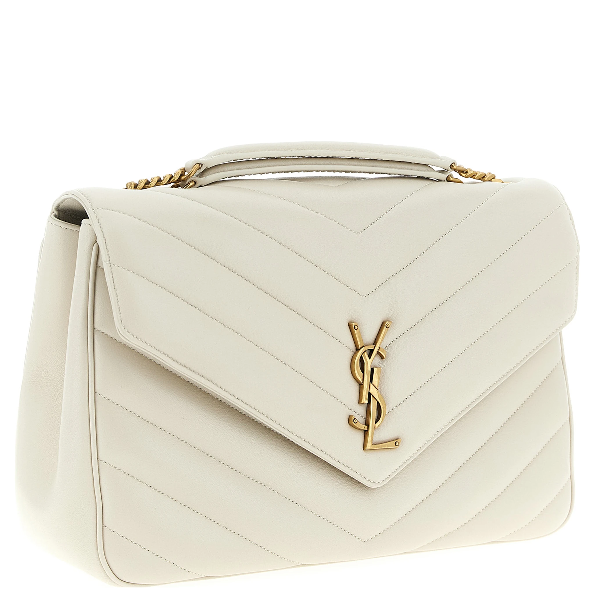 Beige Lamb Leather Shoulder Bag