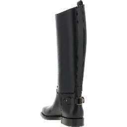 Black Calfskin Over The Knee