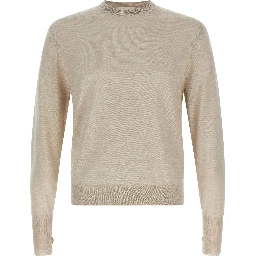 Beige Virgin Wool Cardigan