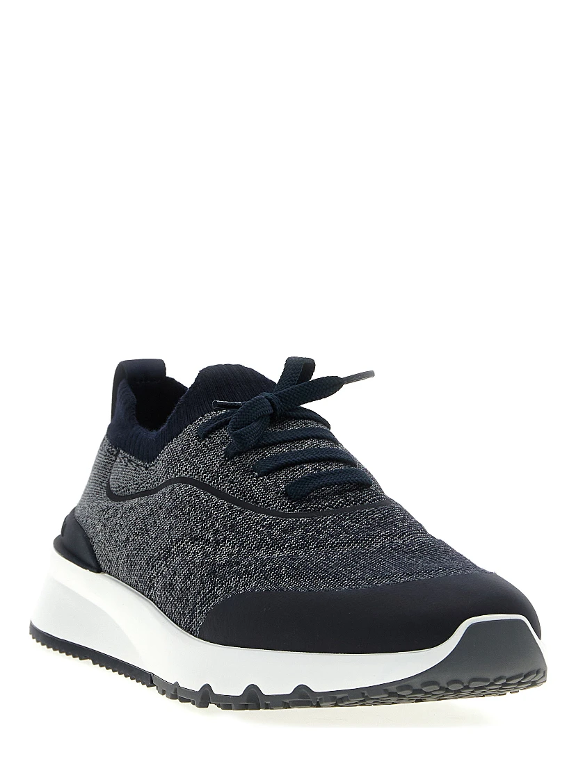 Blue Cotton Athletic Sneakers