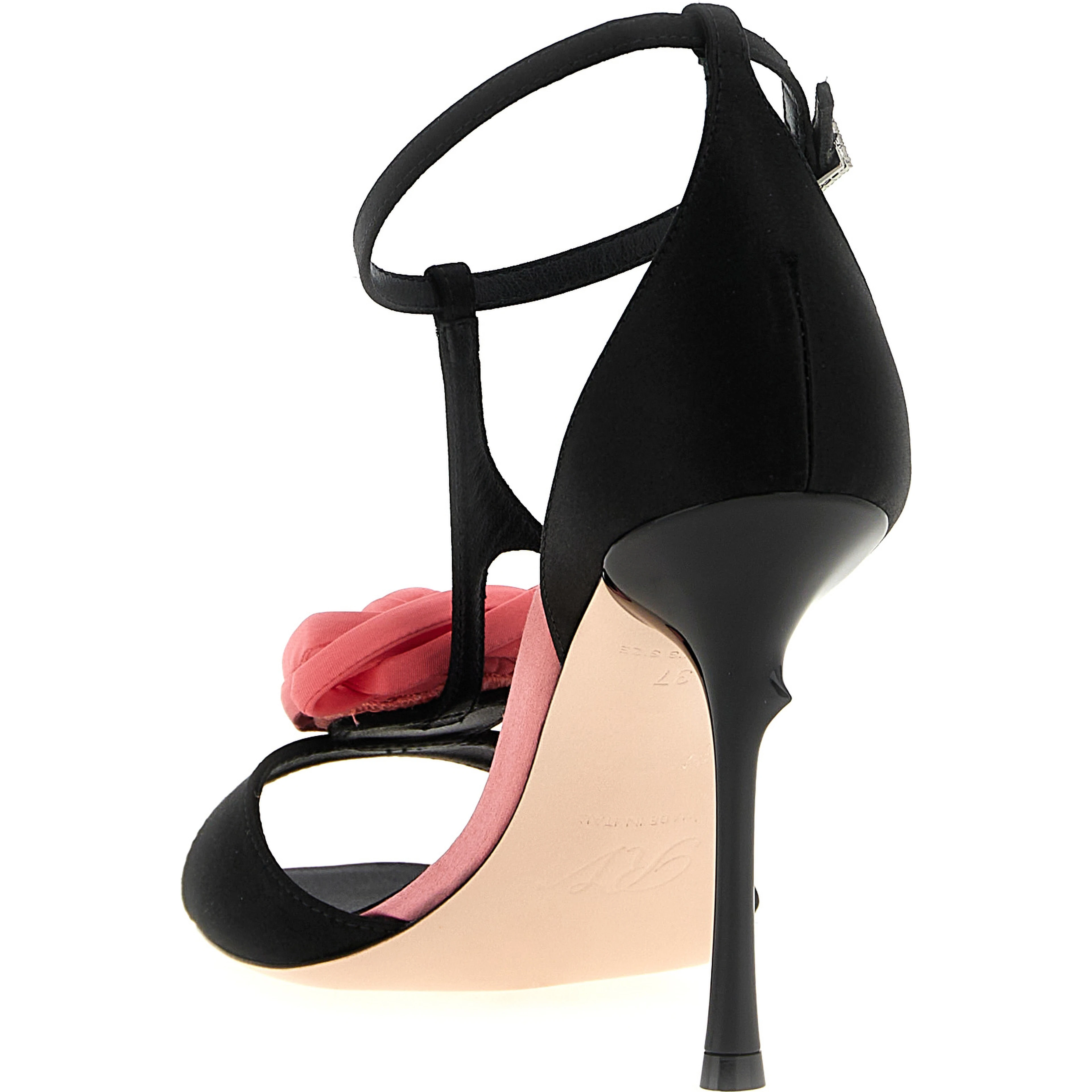 Black Viscose Stiletto Heel Sandals