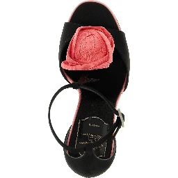 Black Viscose Stiletto Heel Sandals