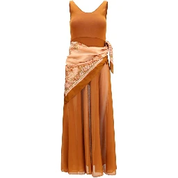 Brown Viscose Casual Dress