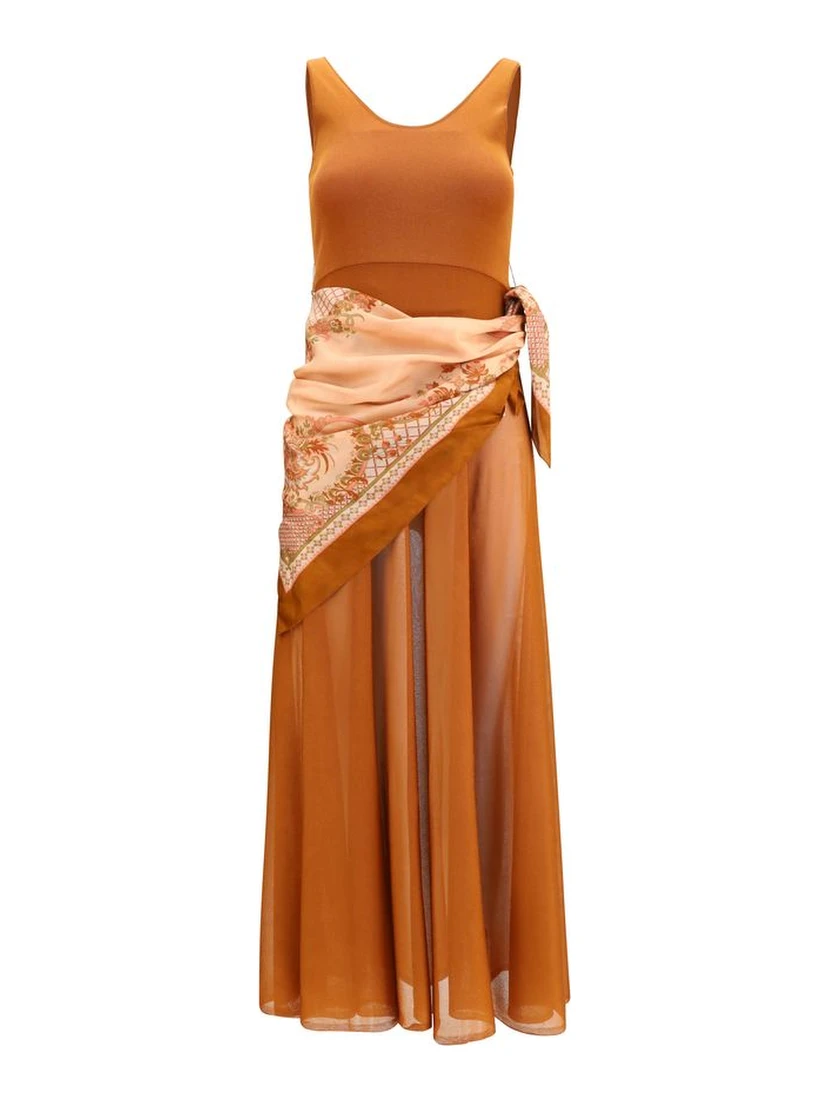 Brown Viscose Casual Dress