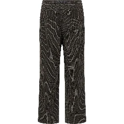 Brown Polyester Casual Pants