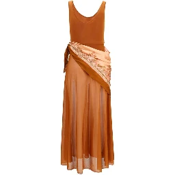 Brown Viscose Casual Dress