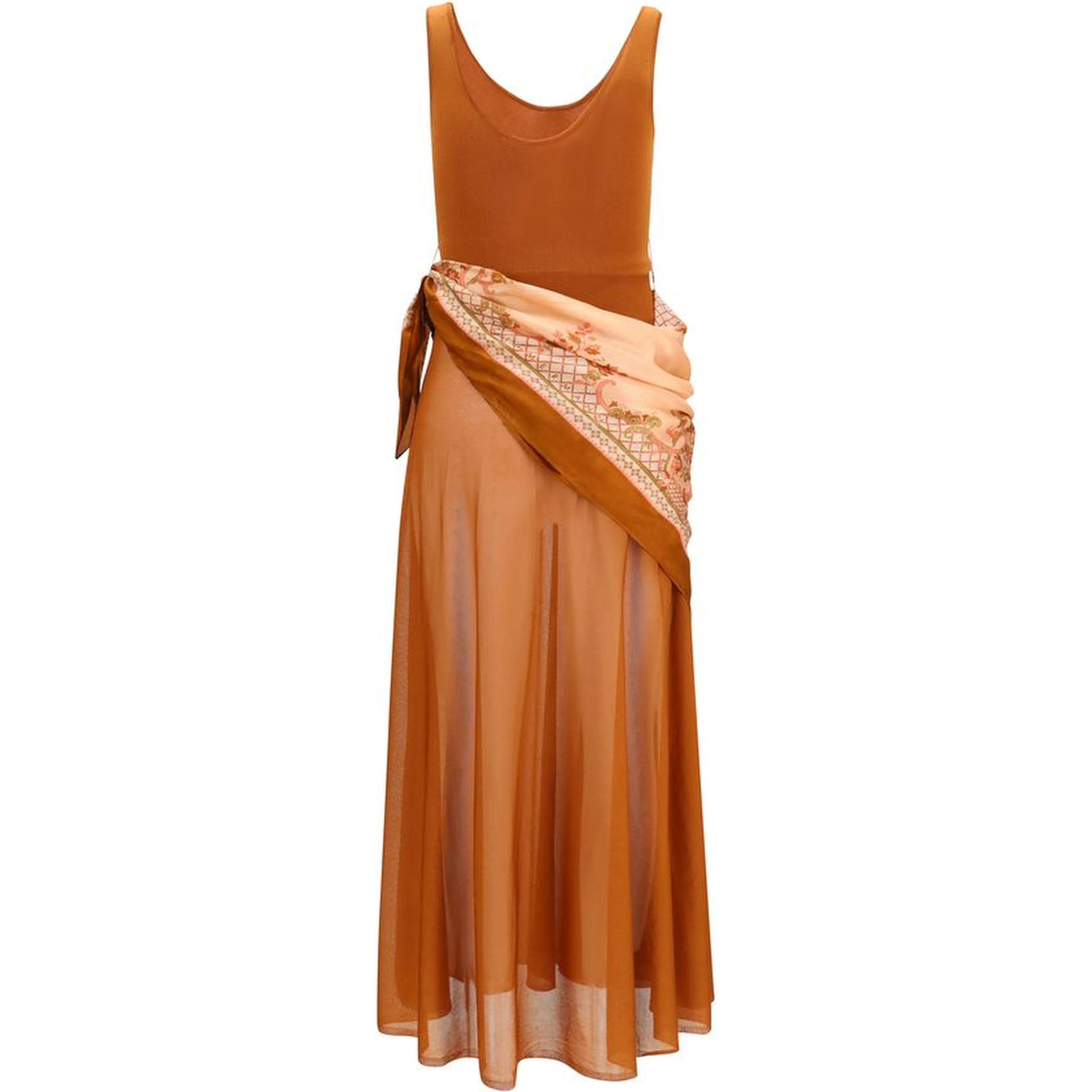 Brown Viscose Casual Dress