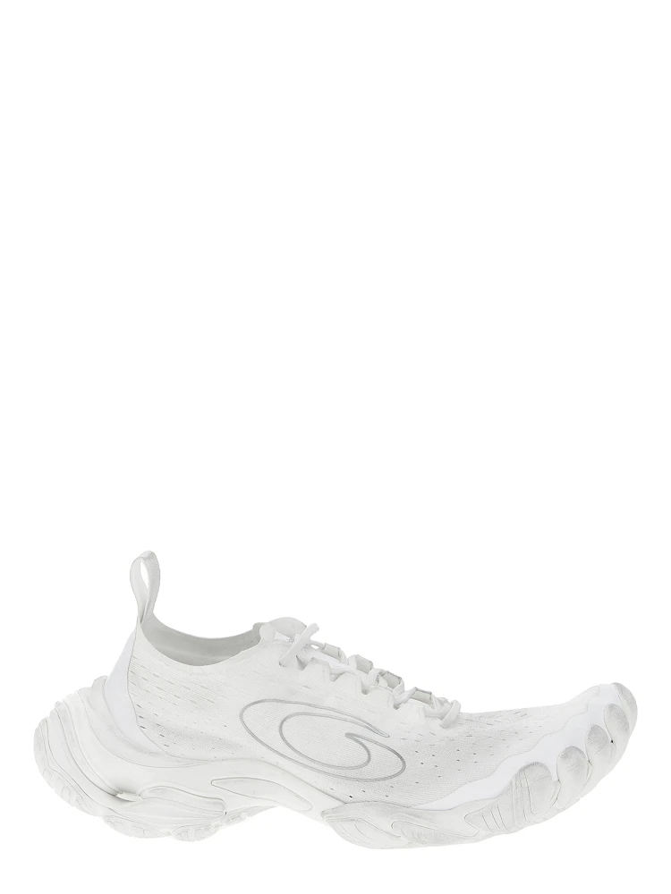 White Polyester Athletic Sneakers