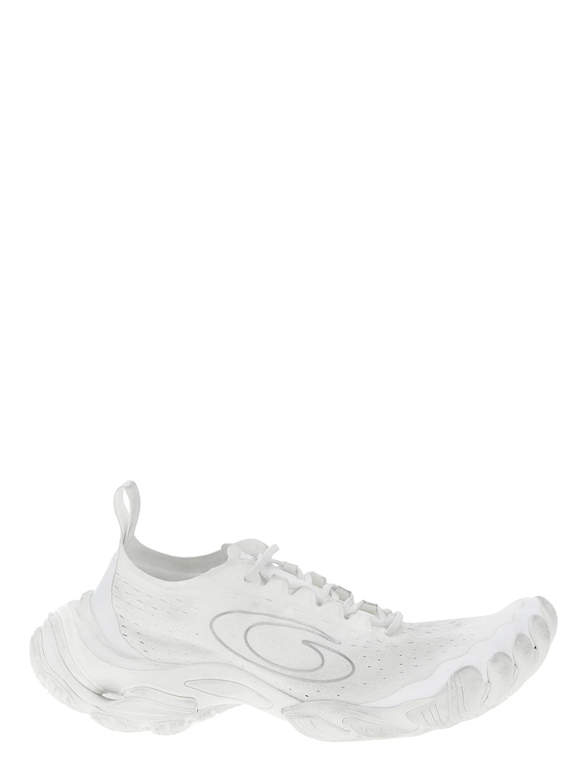White Polyester Athletic Sneakers