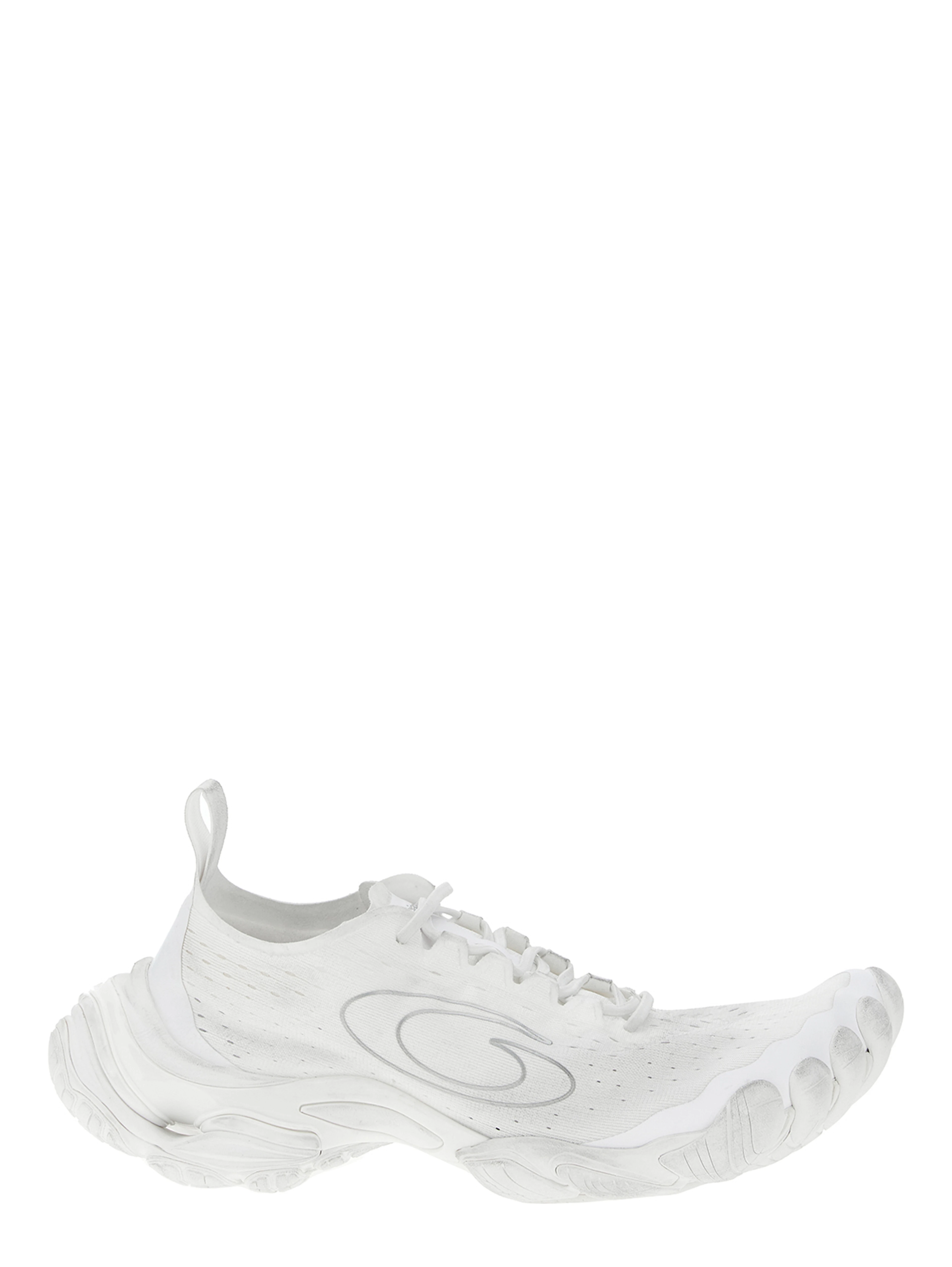White Polyester Athletic Sneakers