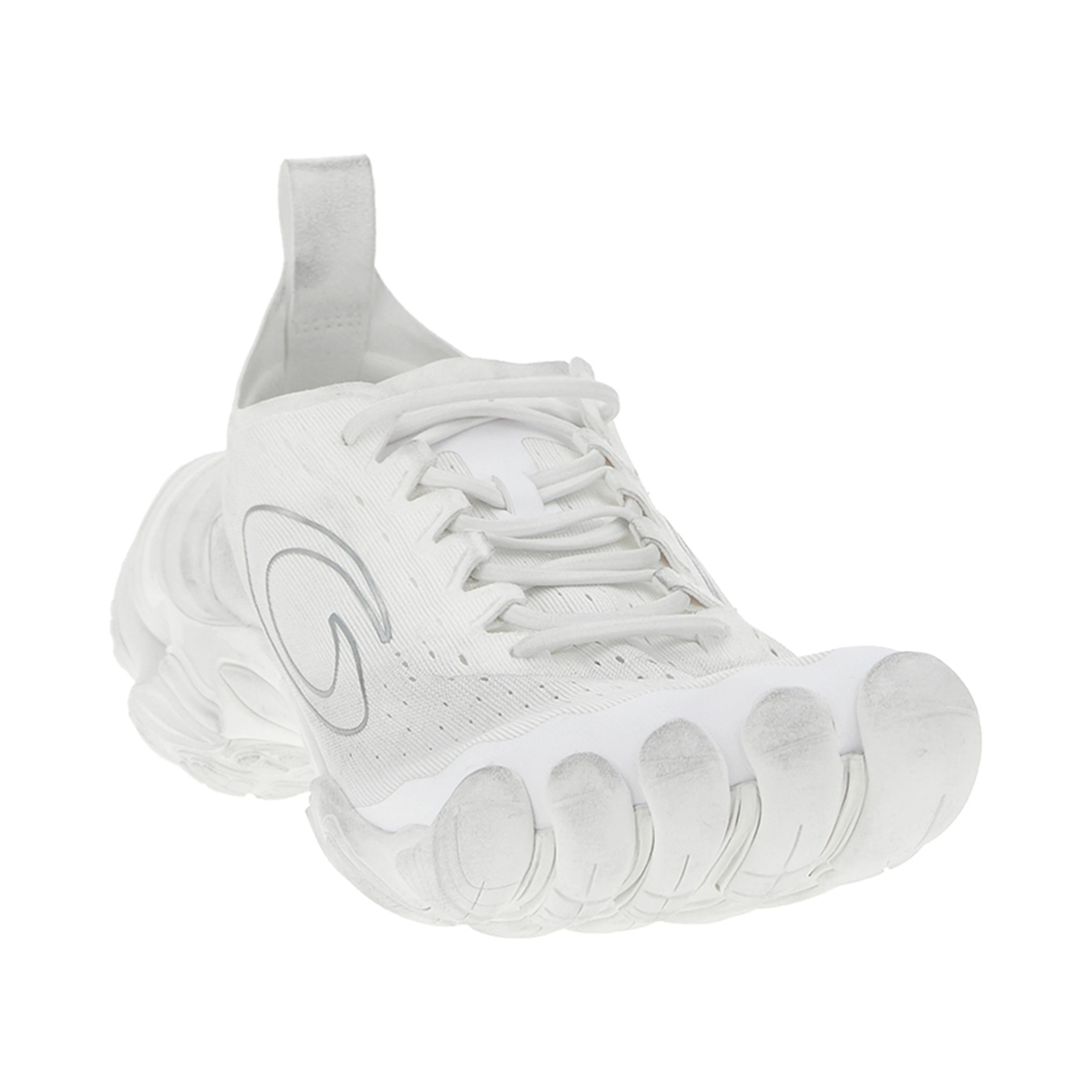 White Polyester Athletic Sneakers