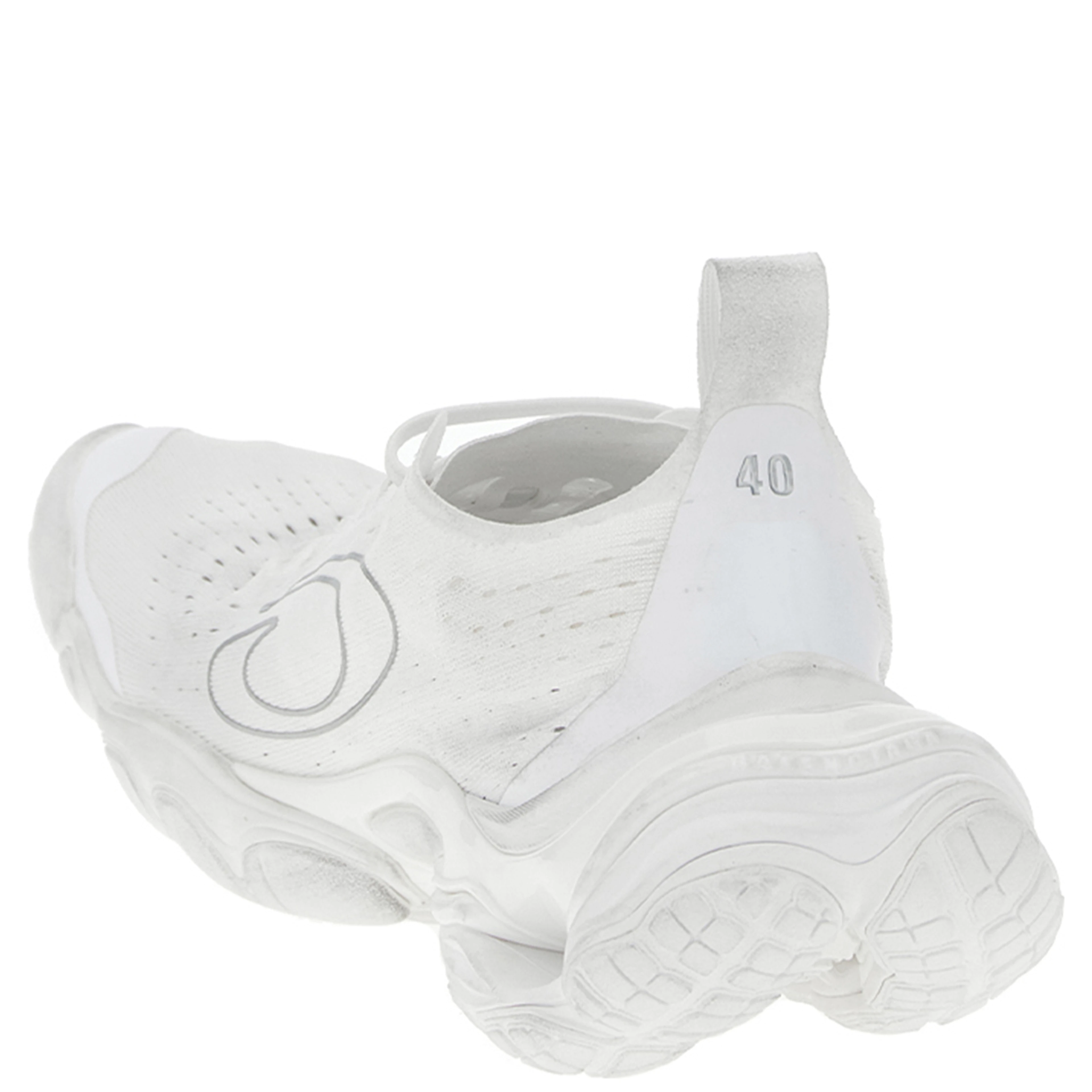 White Polyester Athletic Sneakers