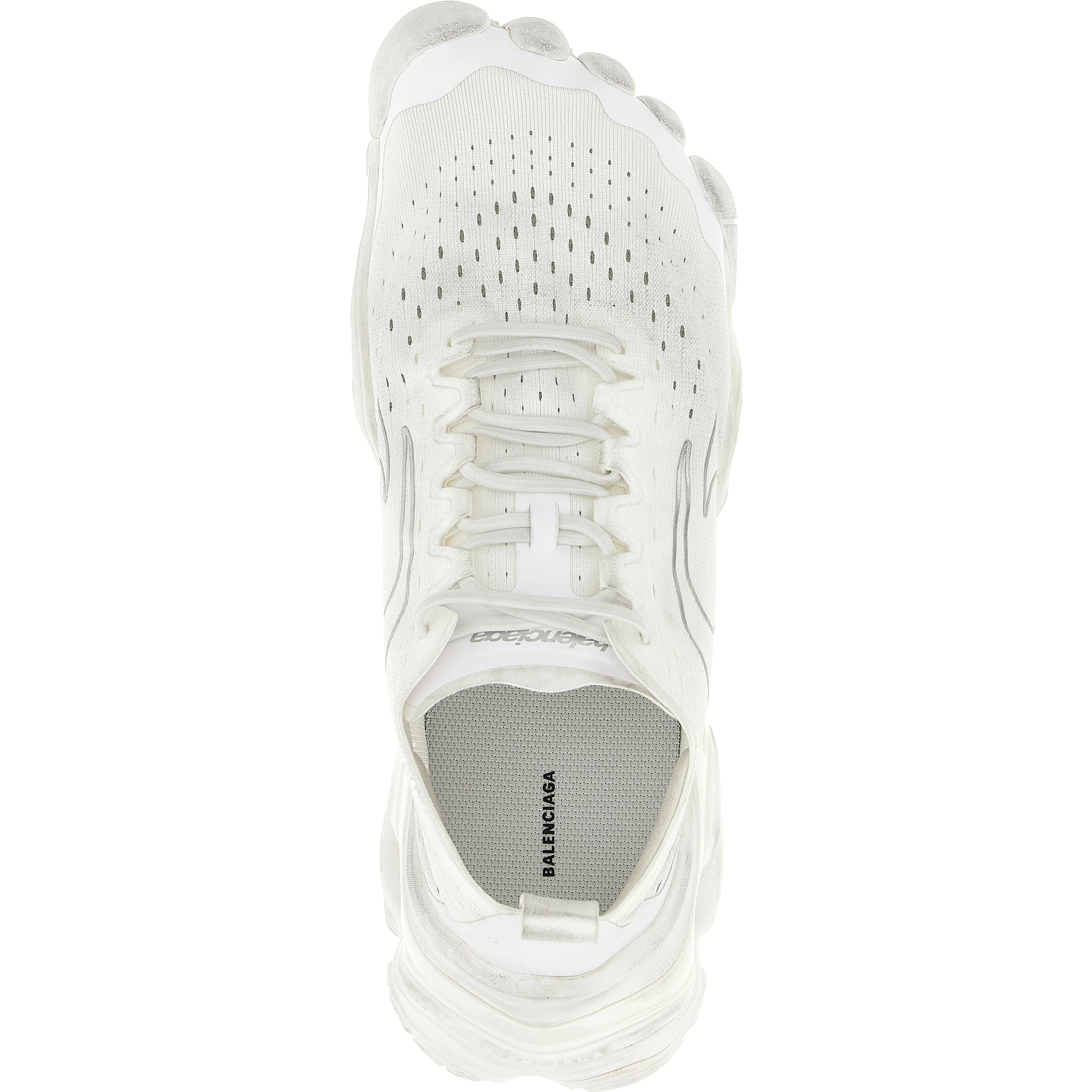 White Polyester Athletic Sneakers