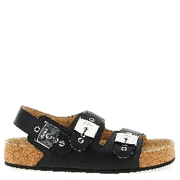 Black Calfskin Flat Sandals