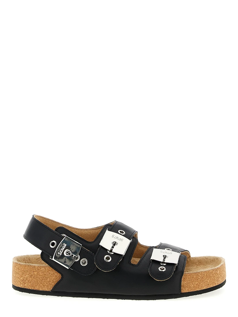 Black Calfskin Flat Sandals