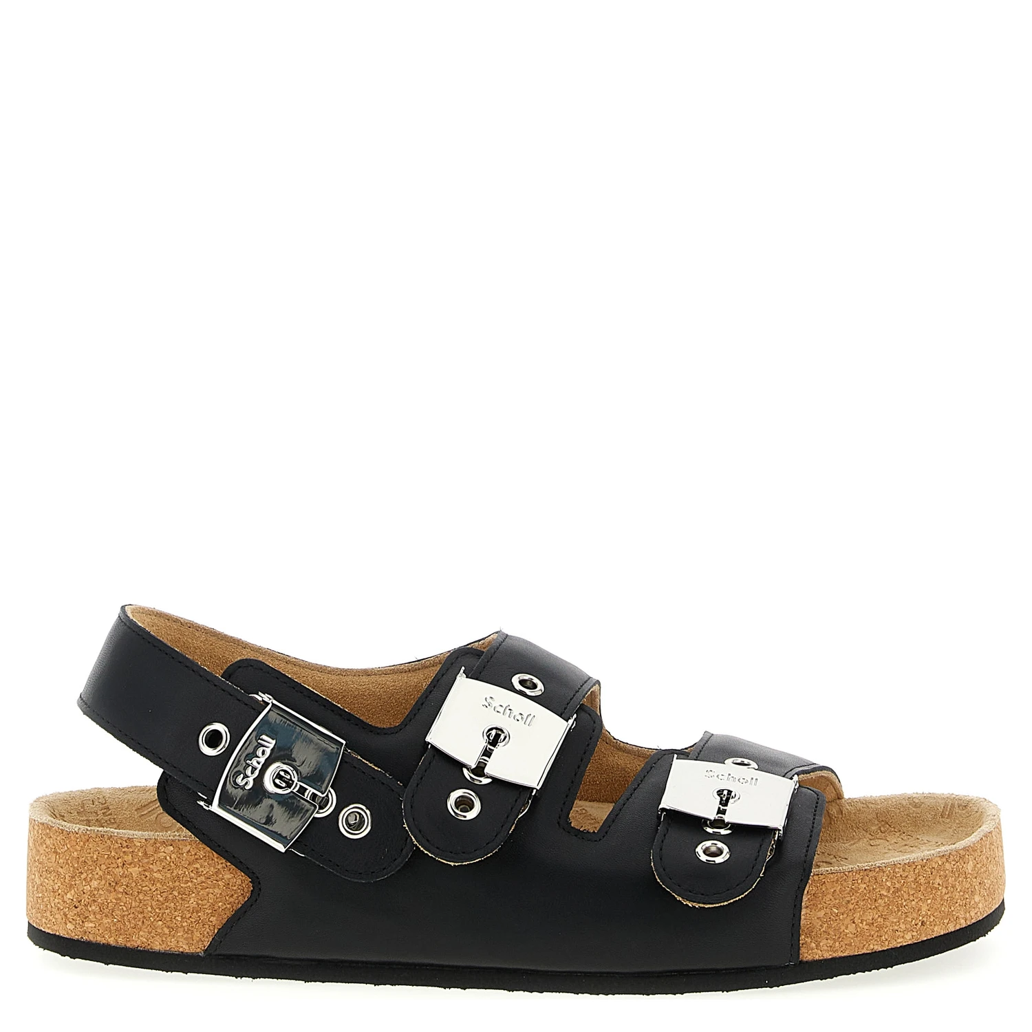 Black Calfskin Flat Sandals