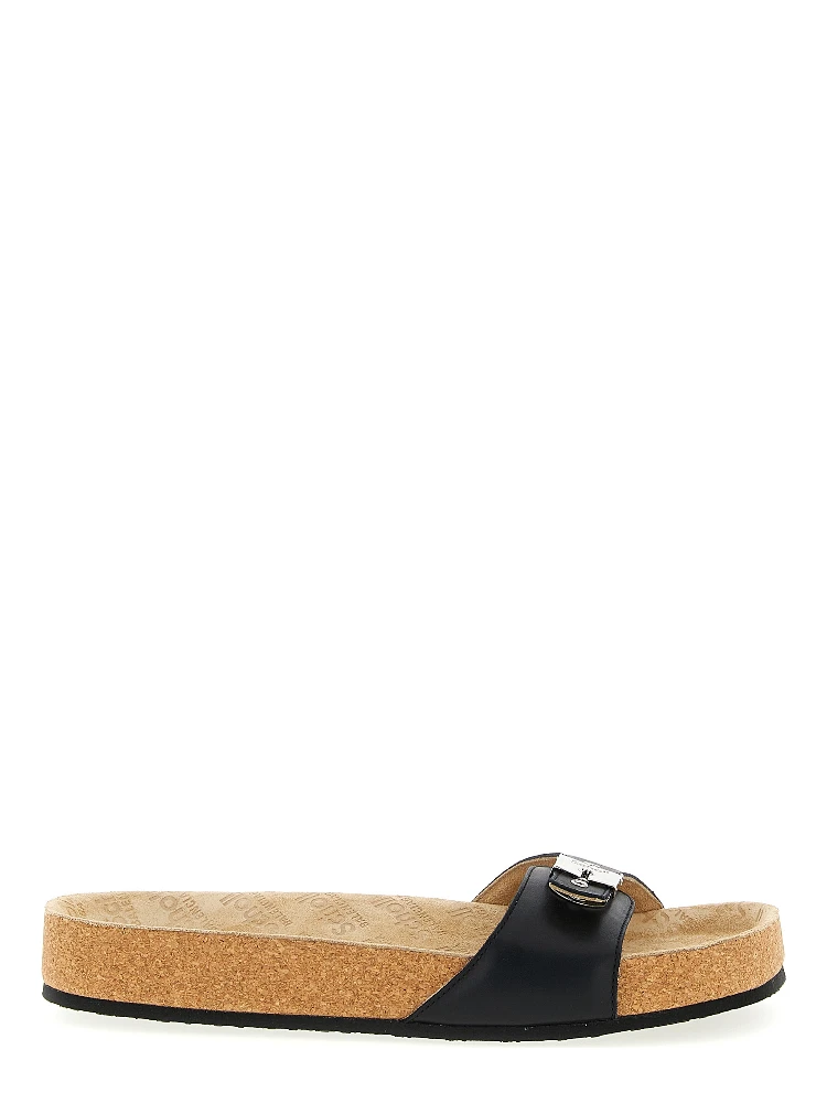 Black Calfskin Slides