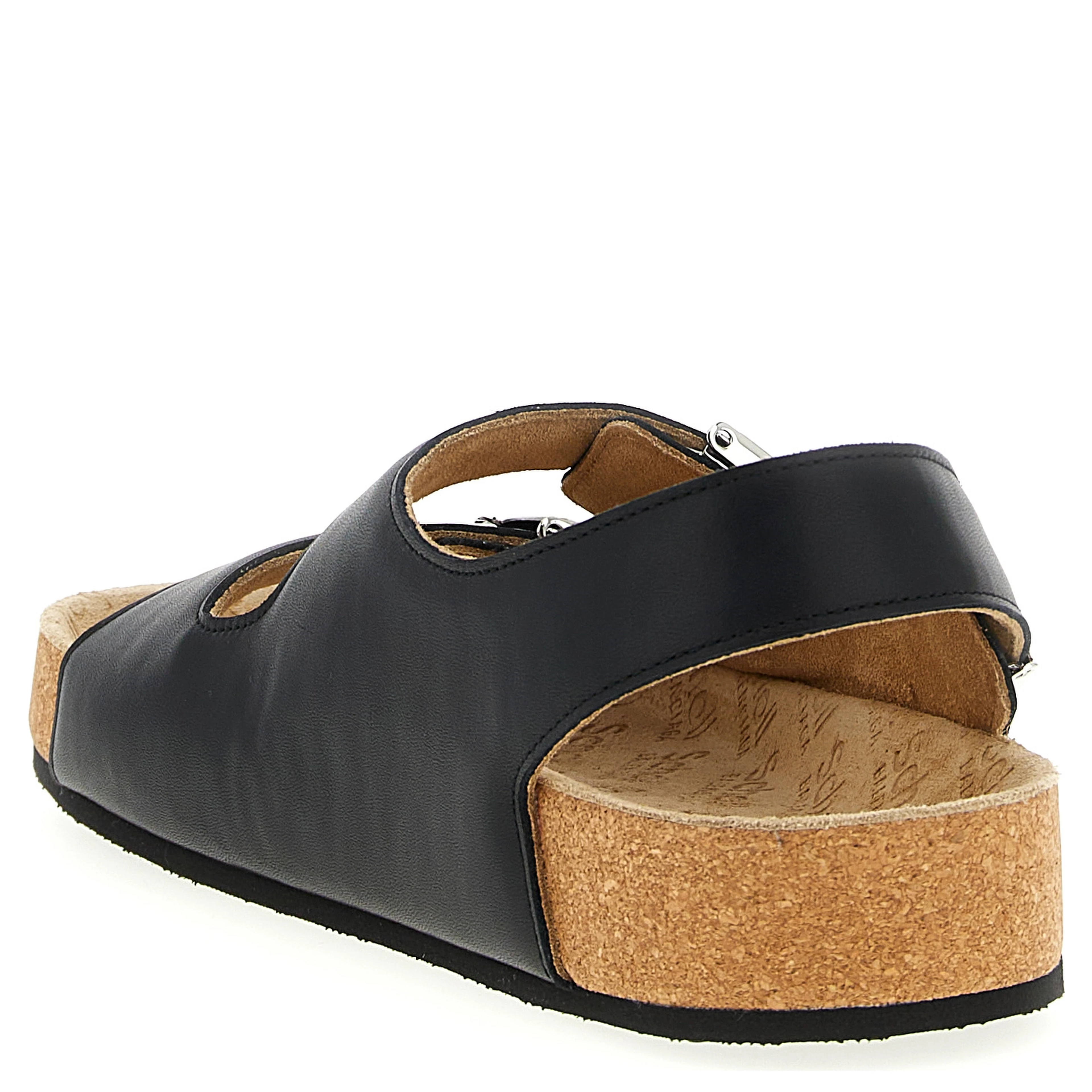 Black Calfskin Flat Sandals