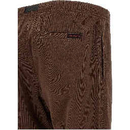 Brown Cotton Casual Pants