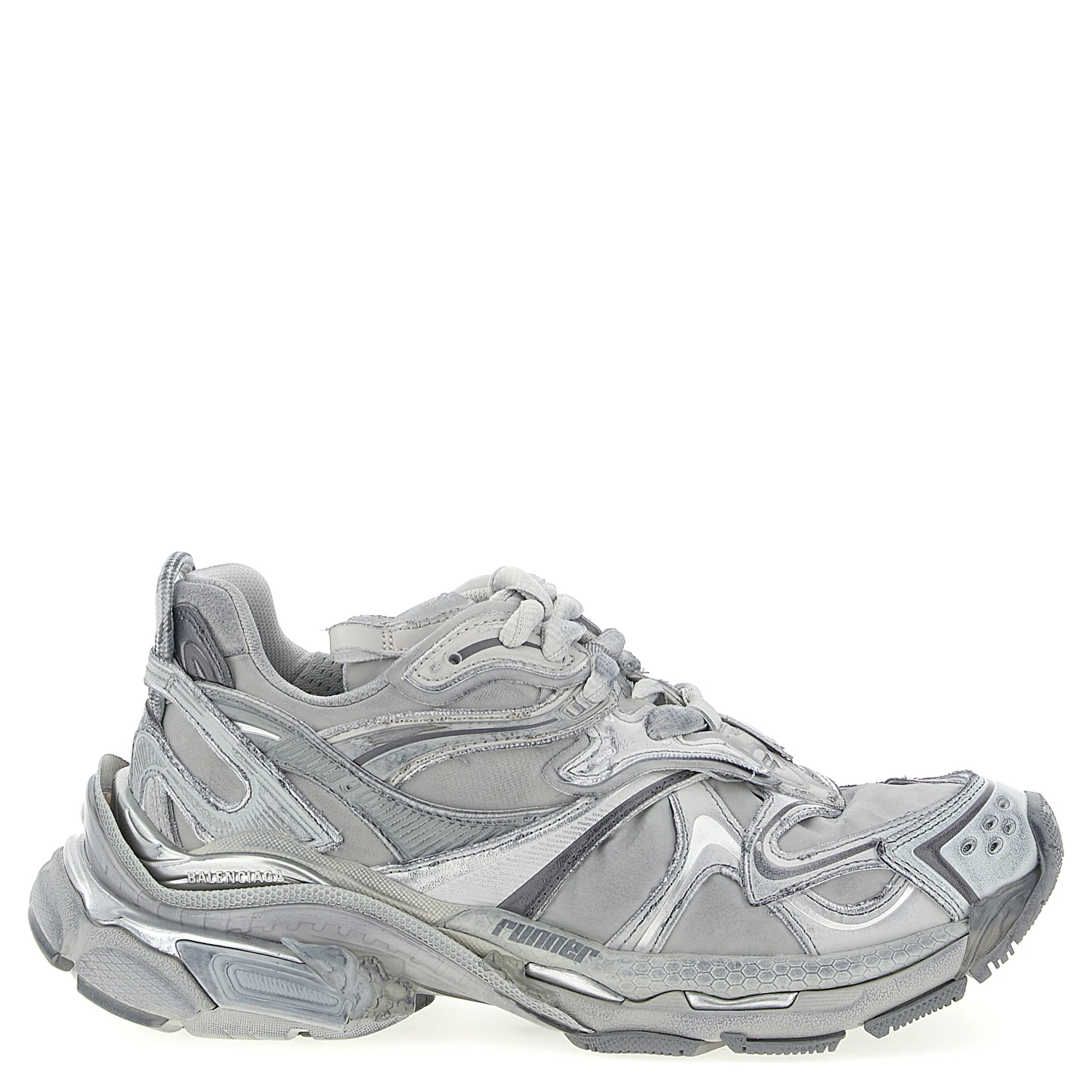 Gray Polyethylene Athletic Sneakers