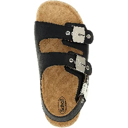 Black Calfskin Flat Sandals