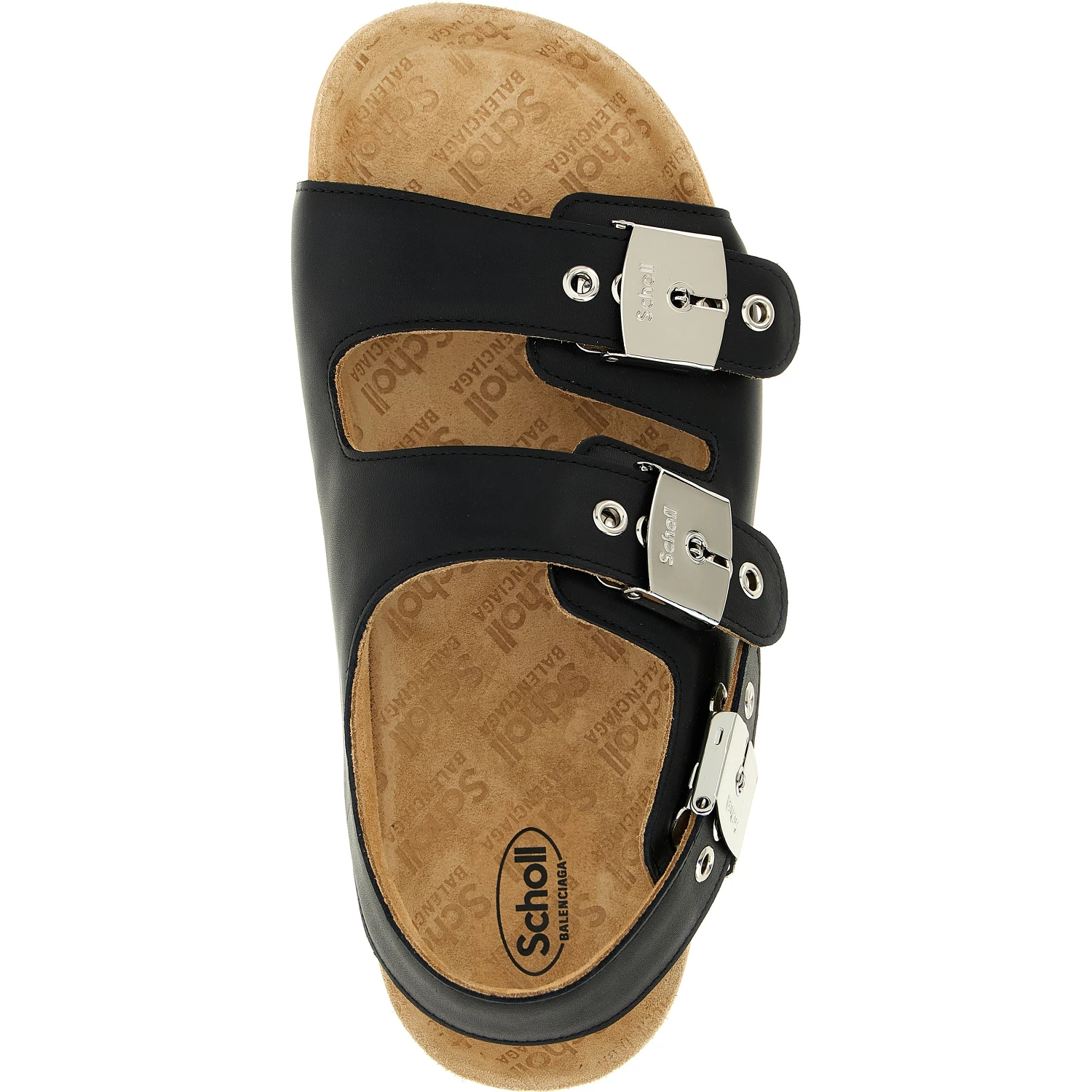 Black Calfskin Flat Sandals