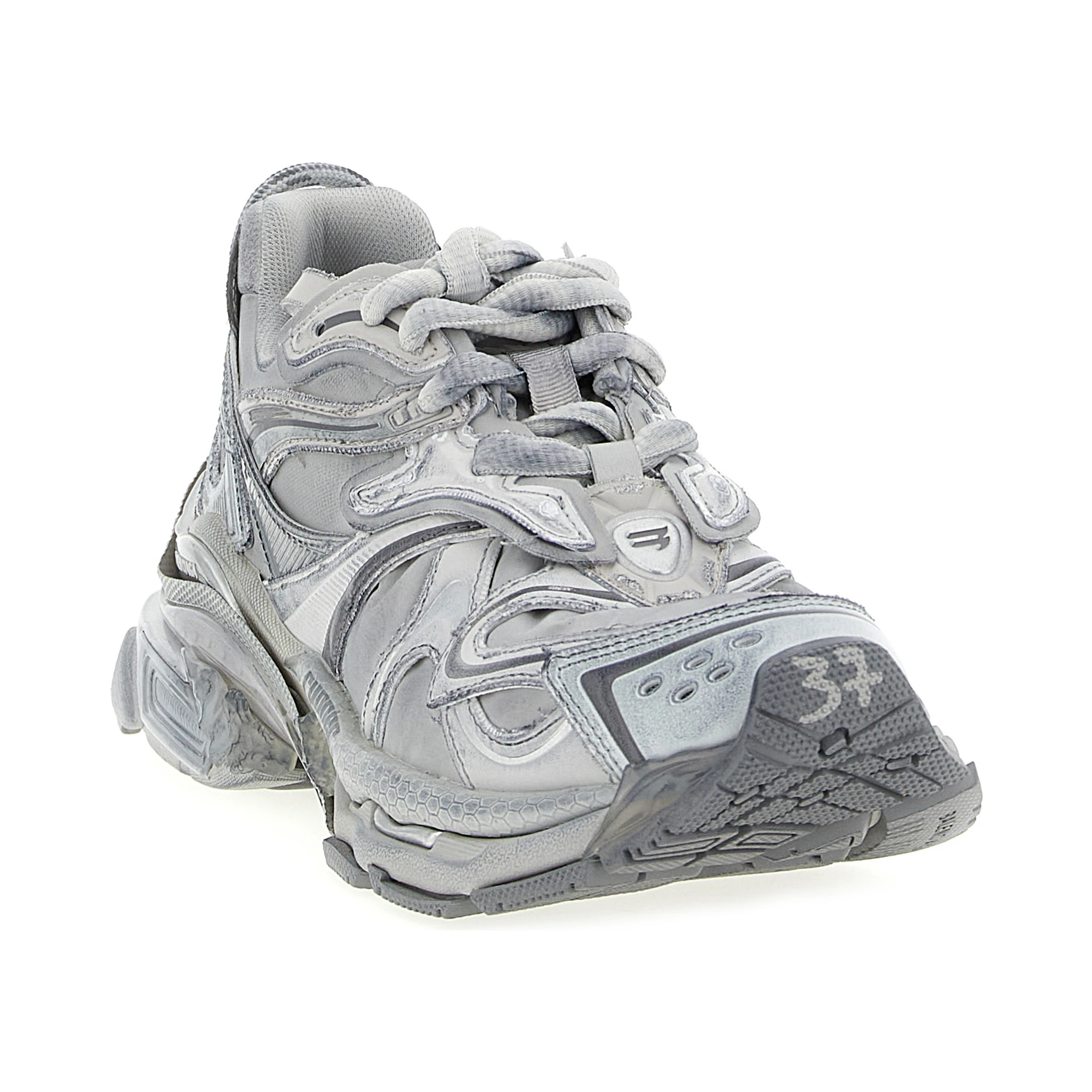 Gray Polyethylene Athletic Sneakers