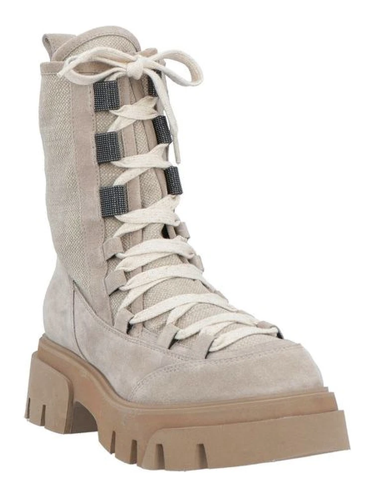 Beige Leather Lace-Up Boots alternative