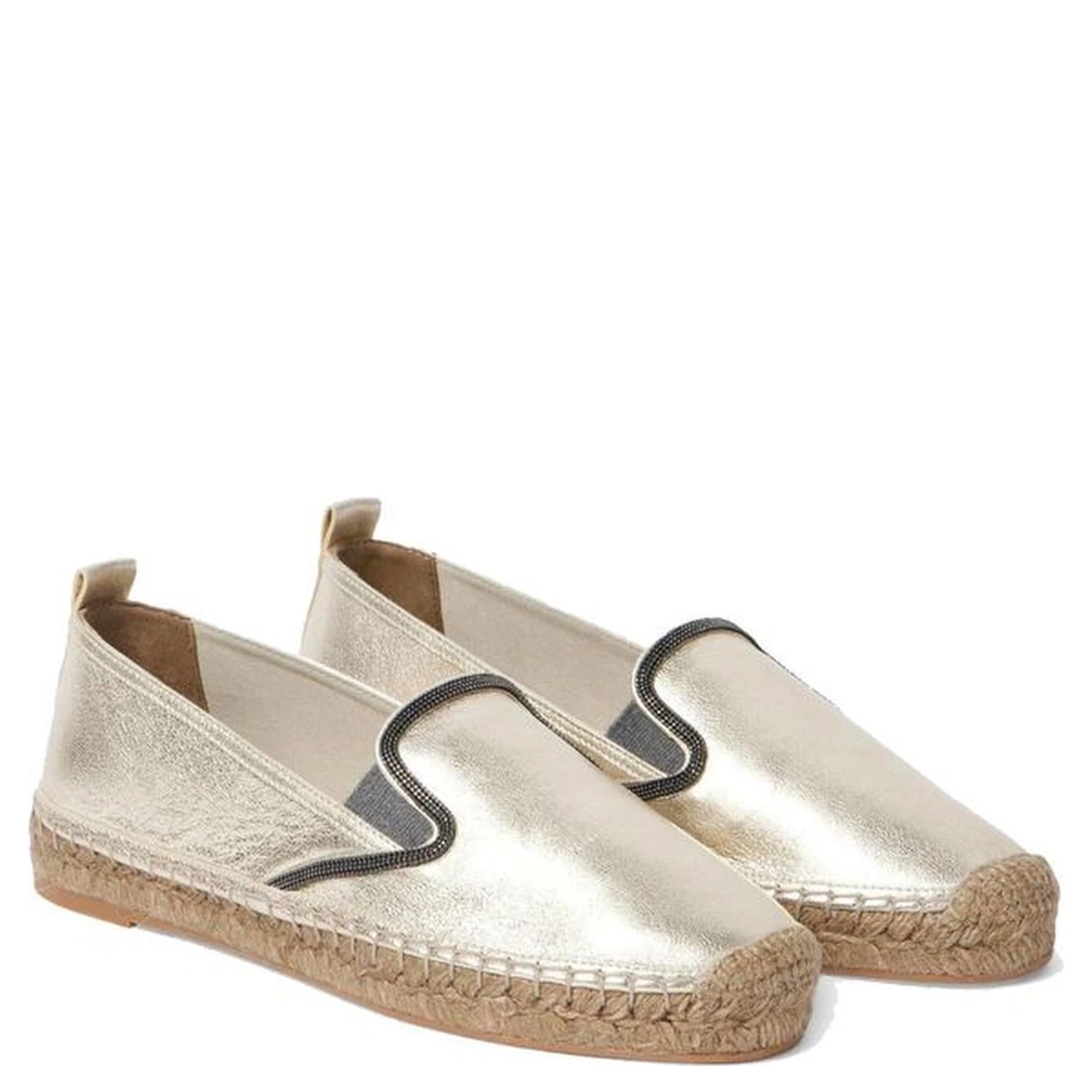 Gold Leather Espadrilles