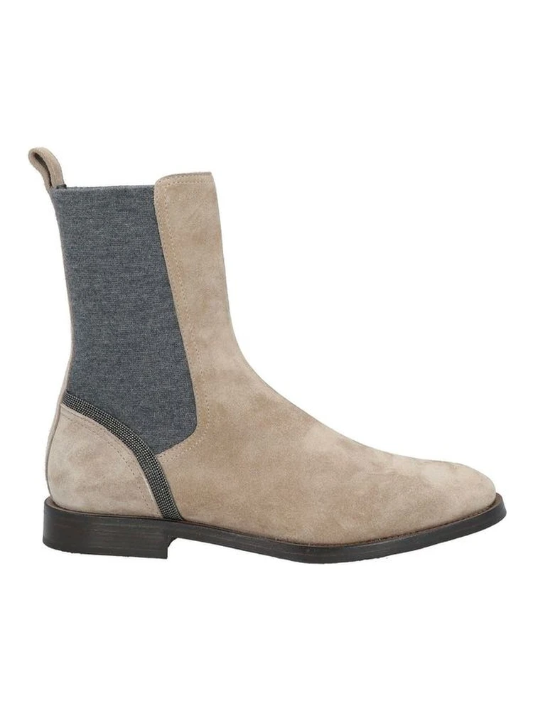 Beige Leather Chelsea Boots