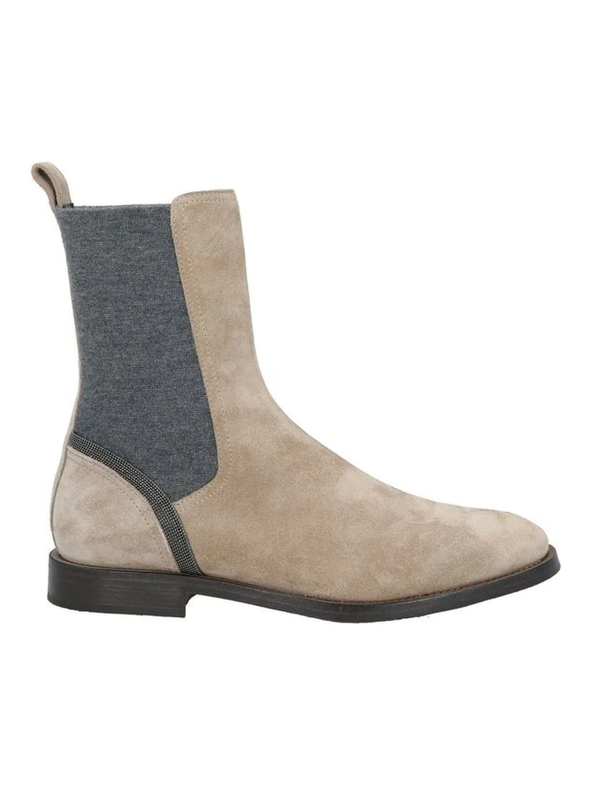Beige Leather Chelsea Boots