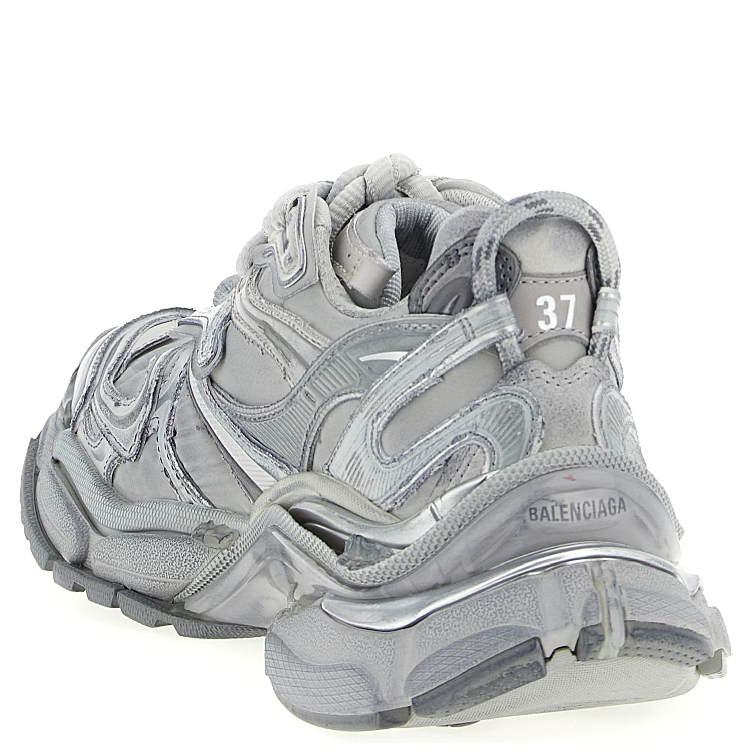 Gray Polyethylene Athletic Sneakers