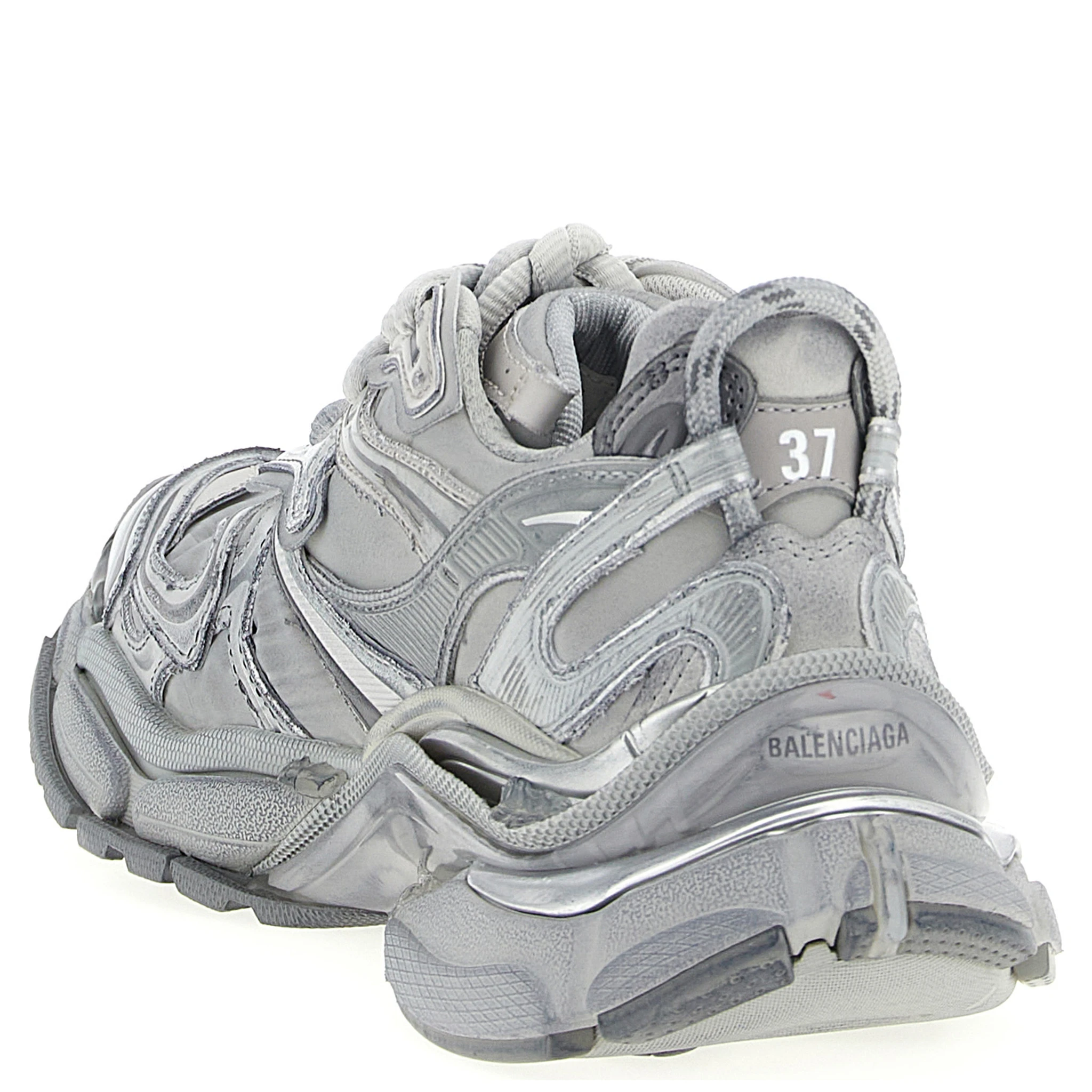 Gray Polyethylene Athletic Sneakers