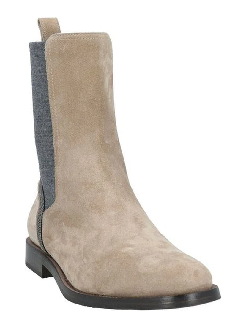 Beige Leather Chelsea Boots