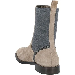 Beige Leather Chelsea Boots