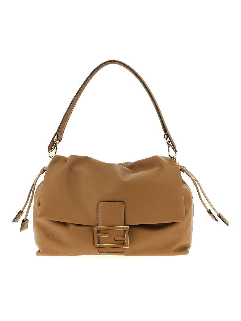 Beige Lamb Leather Shoulder Bag
