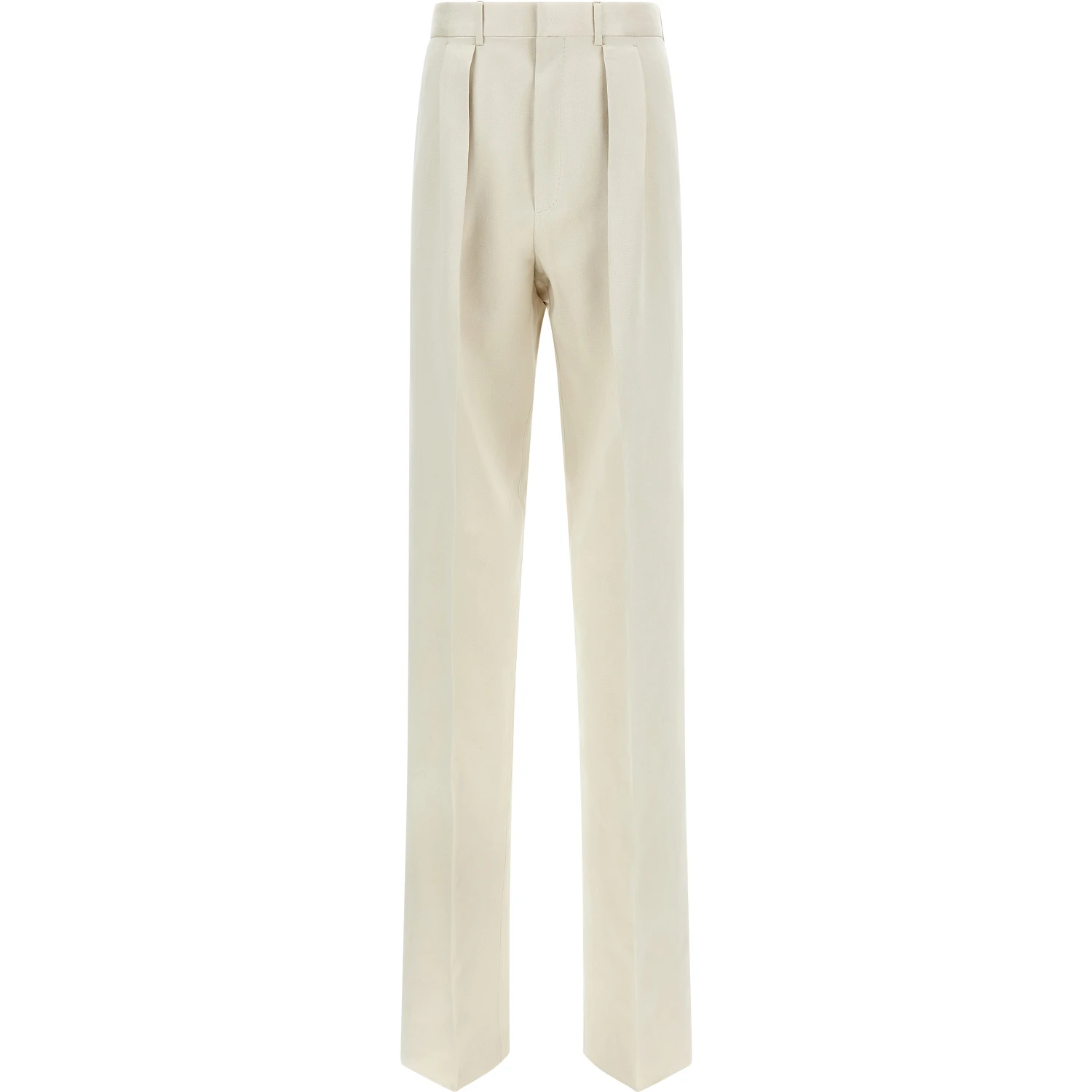 Beige Cotton Casual Pants