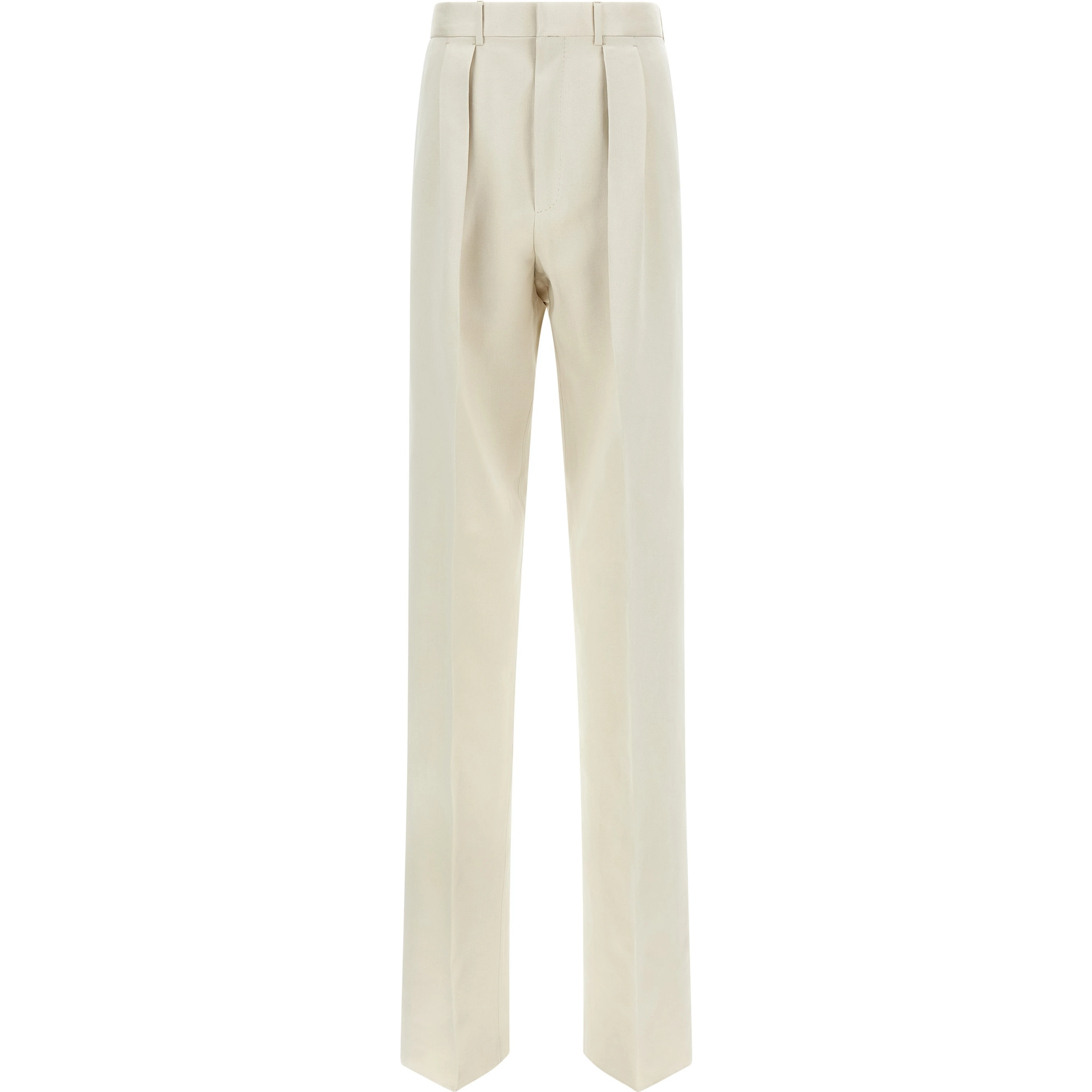 Beige Cotton Casual Pants