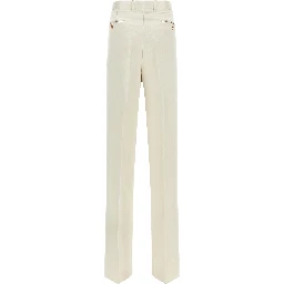 Beige Cotton Casual Pants