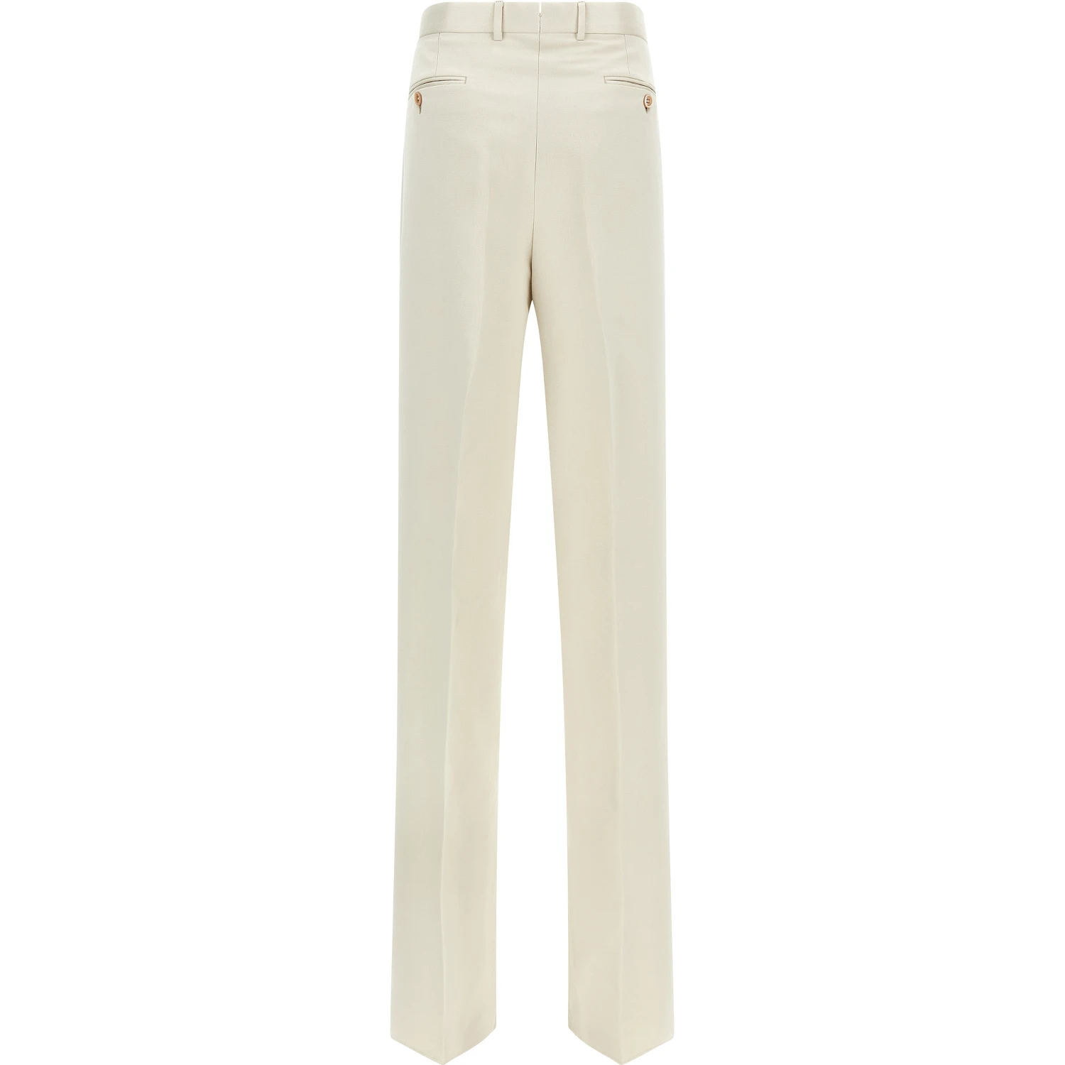Beige Cotton Casual Pants