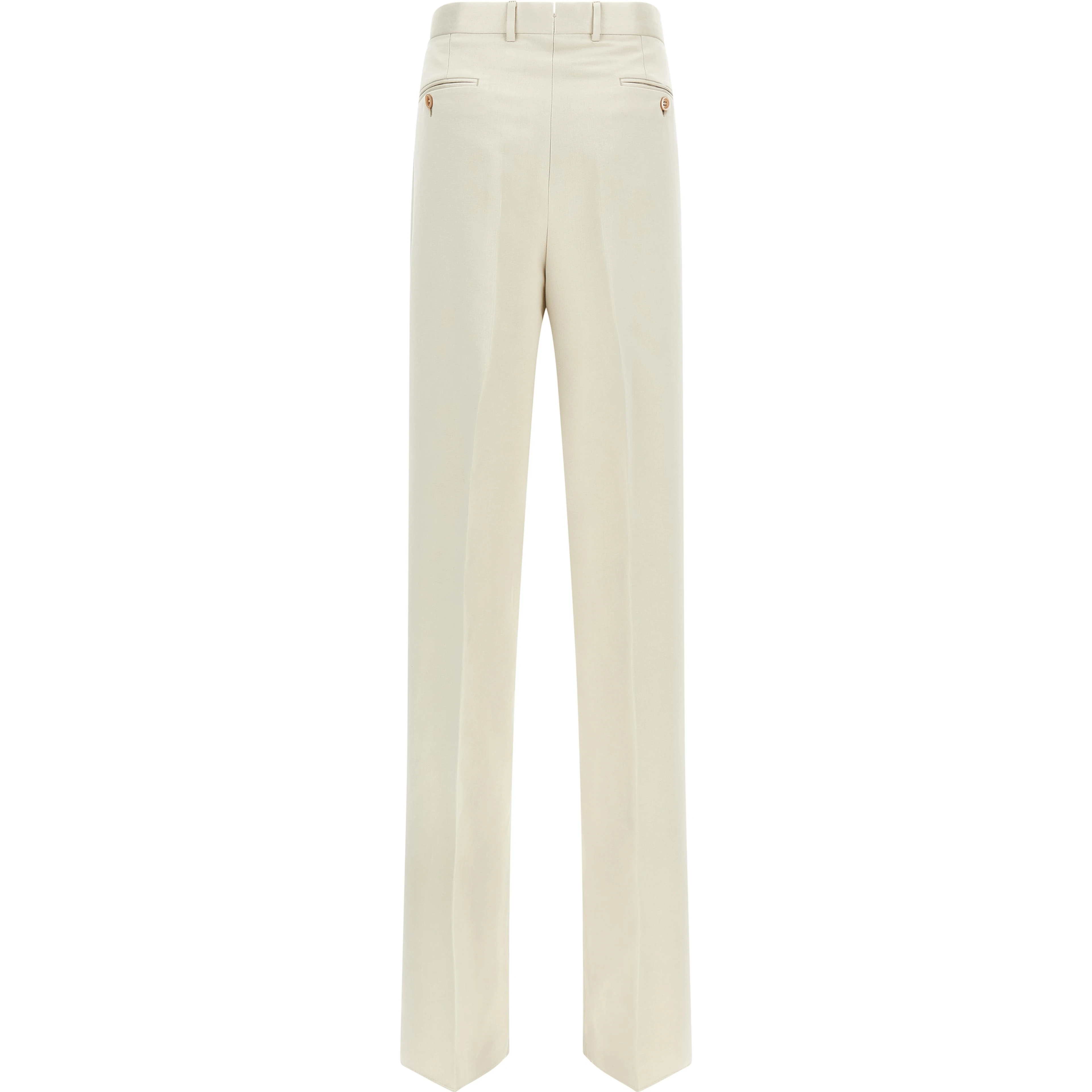 Beige Cotton Casual Pants