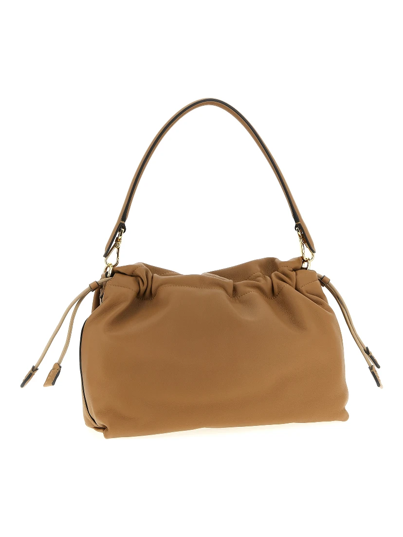 Beige Lamb Leather Shoulder Bag