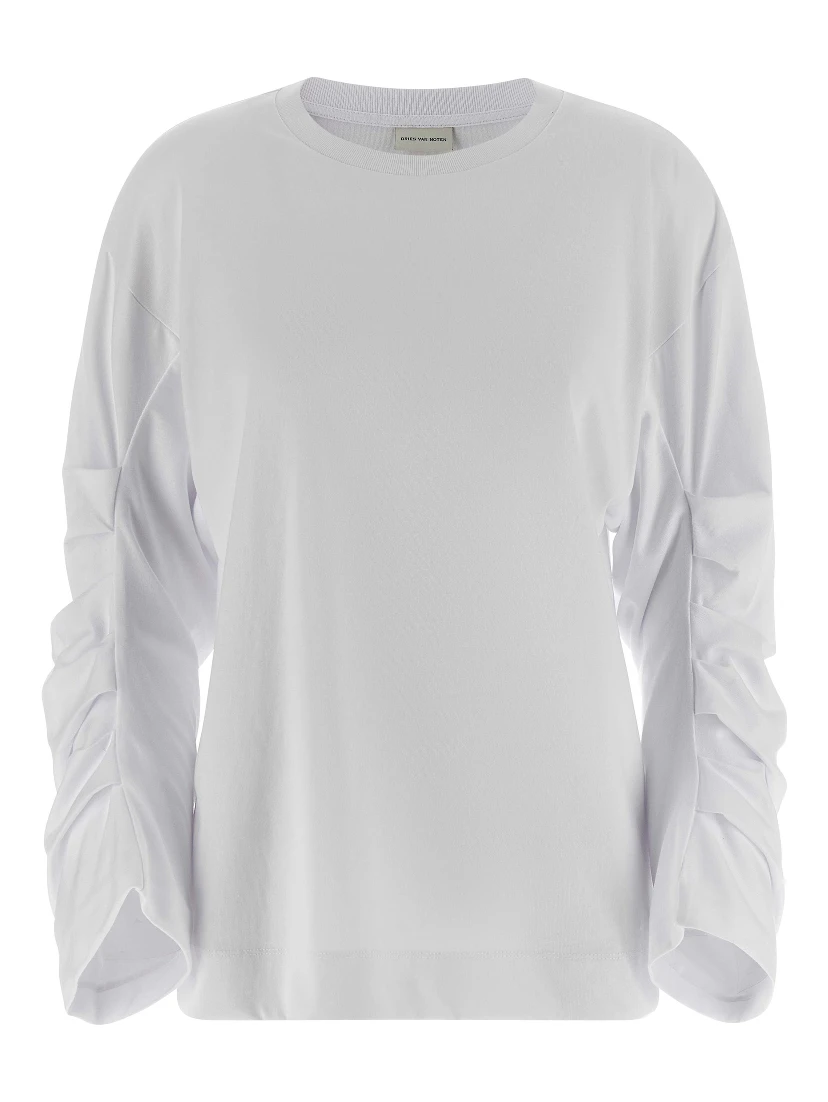 White Cotton Long Sleeve T-Shirt